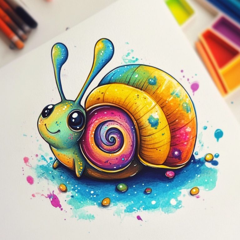 Colorful Cartoon Snail Tattoo