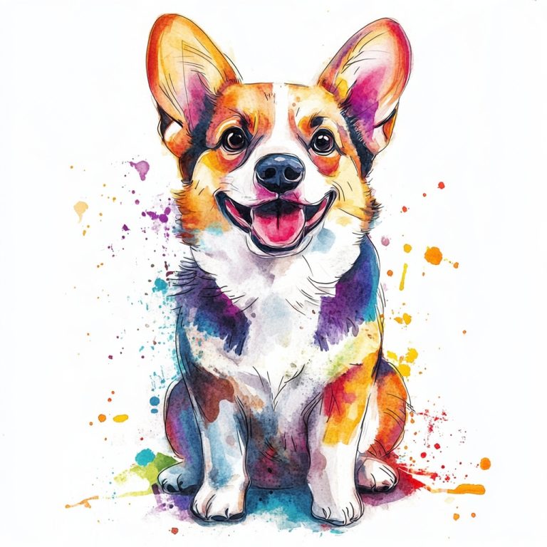 Colorful Corgi Watercolor