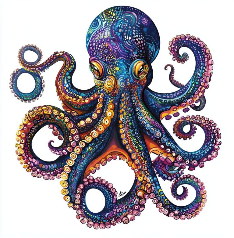 Colorful Detailed Octopus Illustration