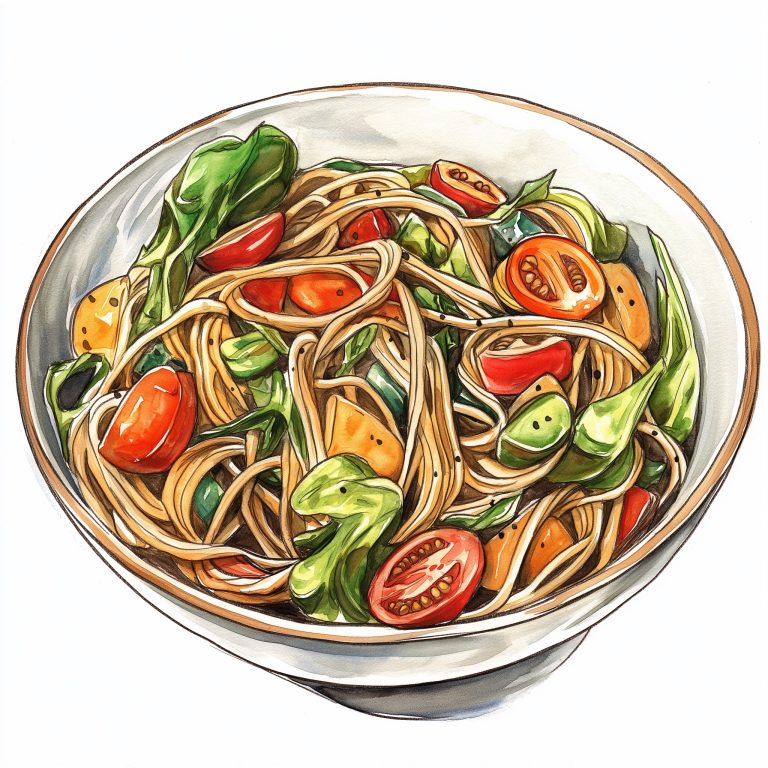 Colorful Hand Drawn Noodle Dish