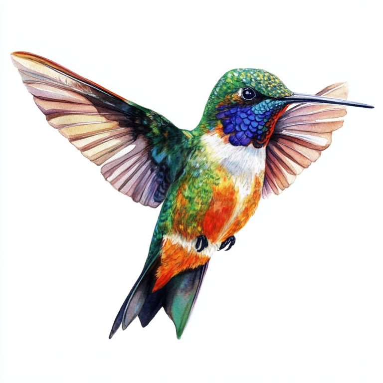 Colorful Hummingbird on White