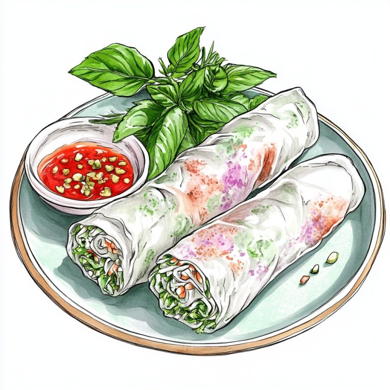 Colorful Line Drawing Spring Rolls