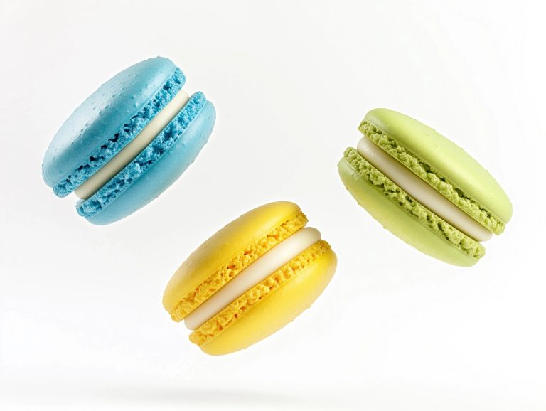 Colorful Macarons in Air