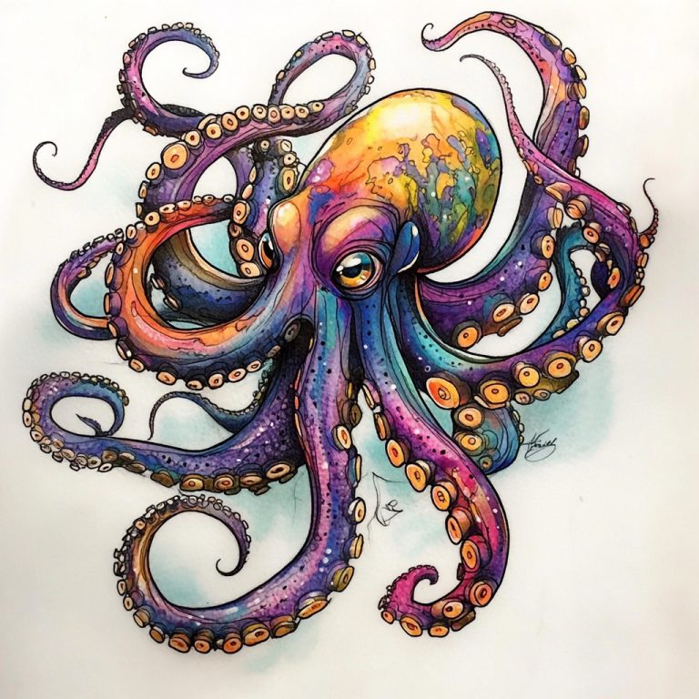 Colorful Octopus Tattoo Design