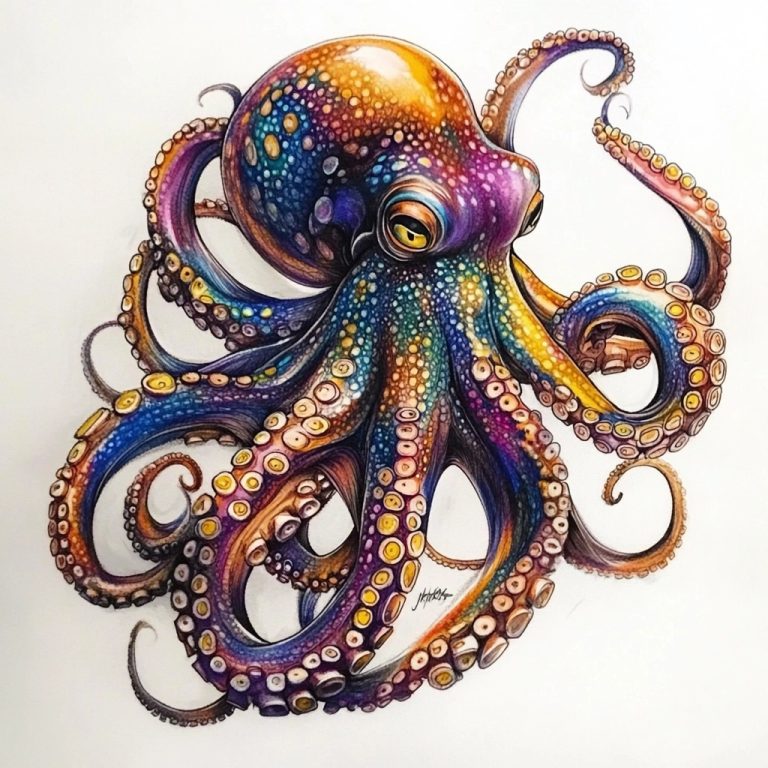 Colorful Octopus Tattoo Sketch