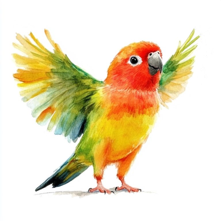 Colorful Parrot Watercolor Illustration