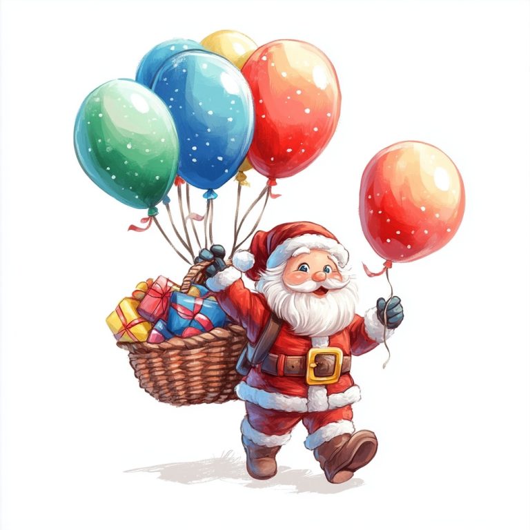 Colorful Santa with Balloons