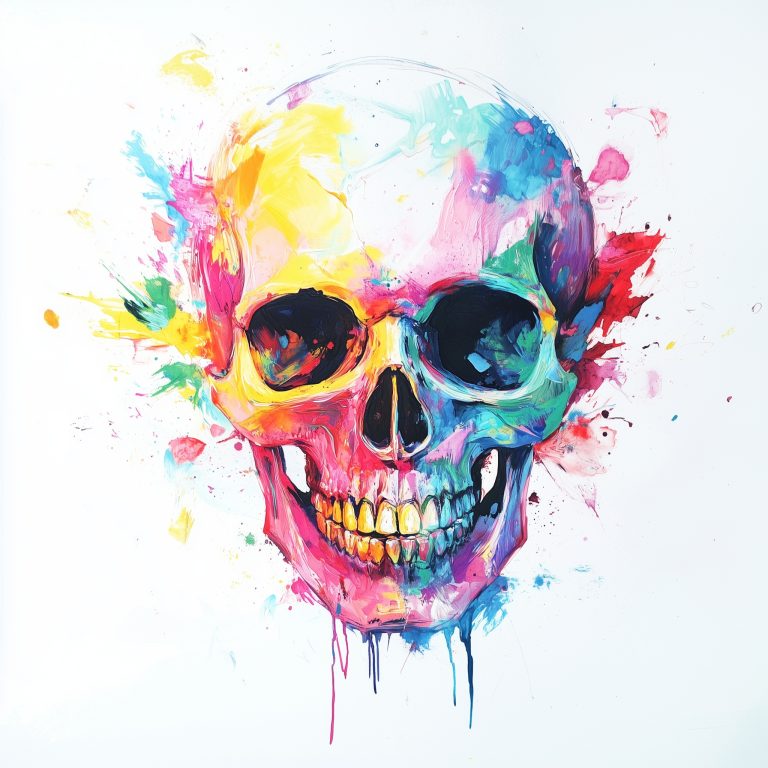 Colorful Skull Playing Music