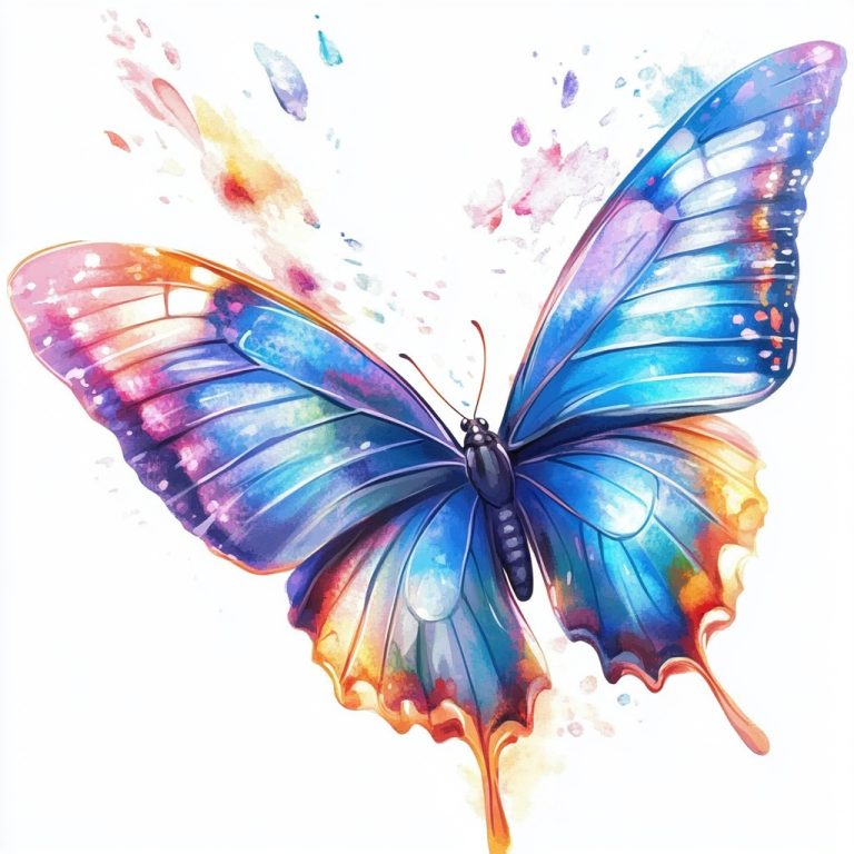 Colorful Watercolor Butterfly Flight