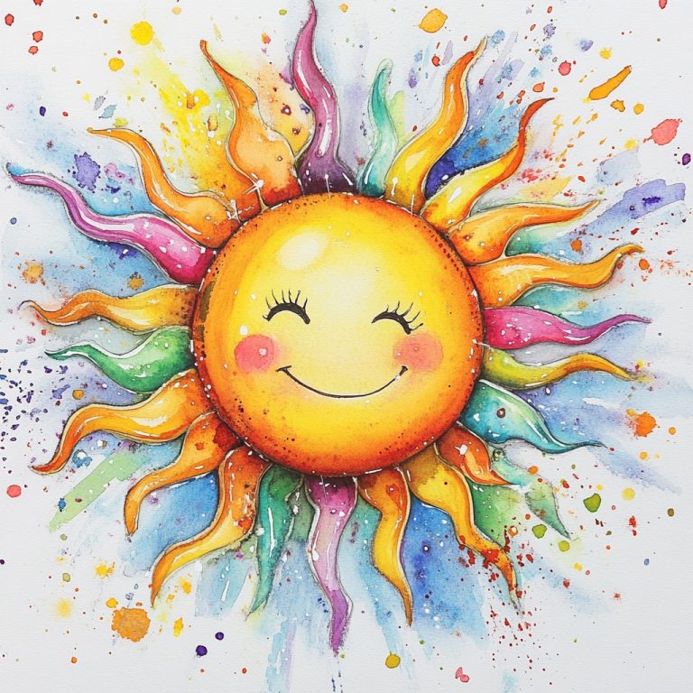 Colorful Watercolor Sun