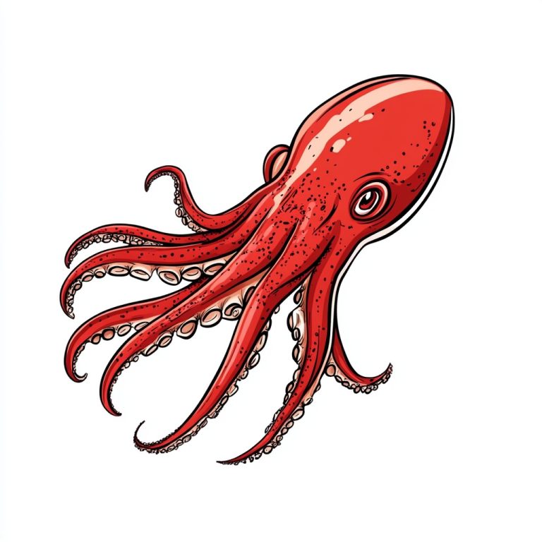 Comic Red Squid Isolation