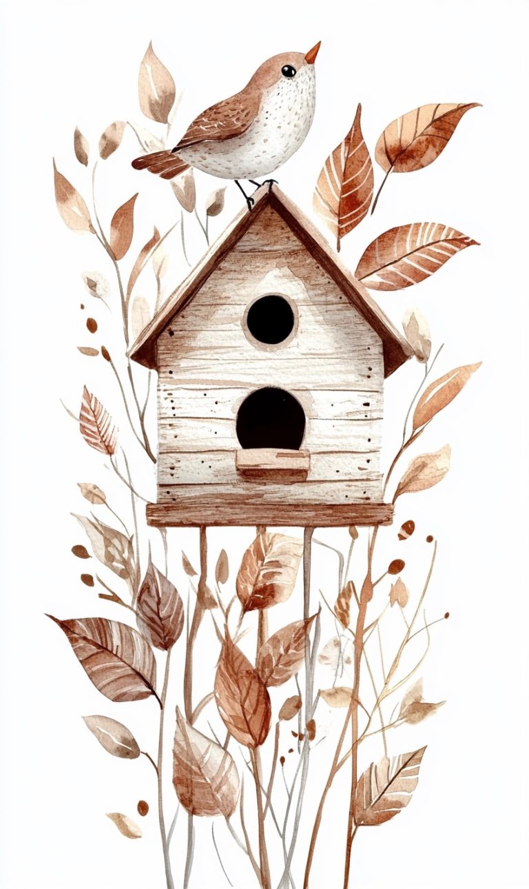 Cottagecore Birdhouse Watercolor
