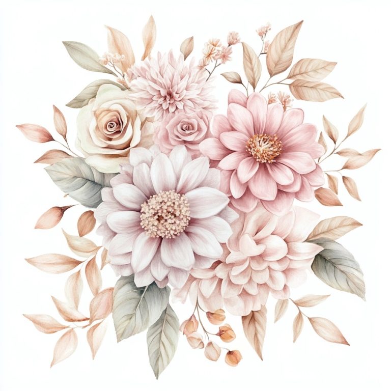 Cottagecore Floral Watercolor Bouquet