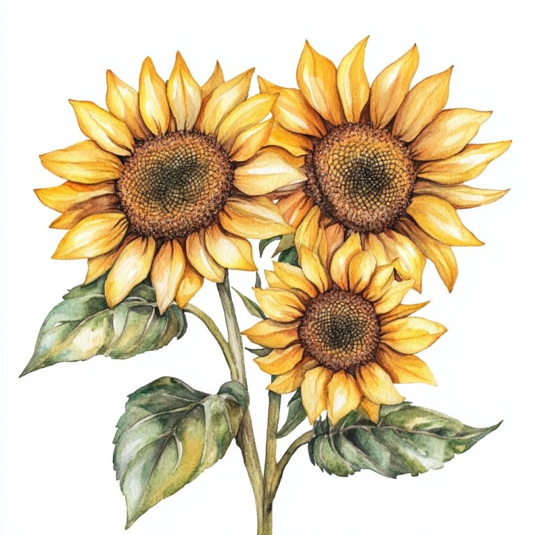Cottagecore Watercolor Sunflowers