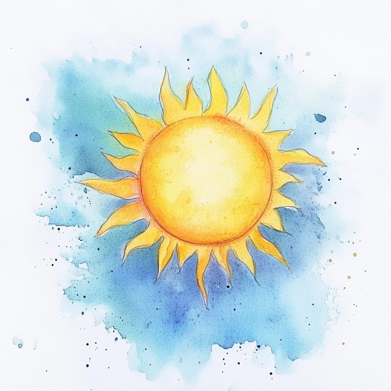 Crafting a Minimalist Watercolor Depiction of the Sun