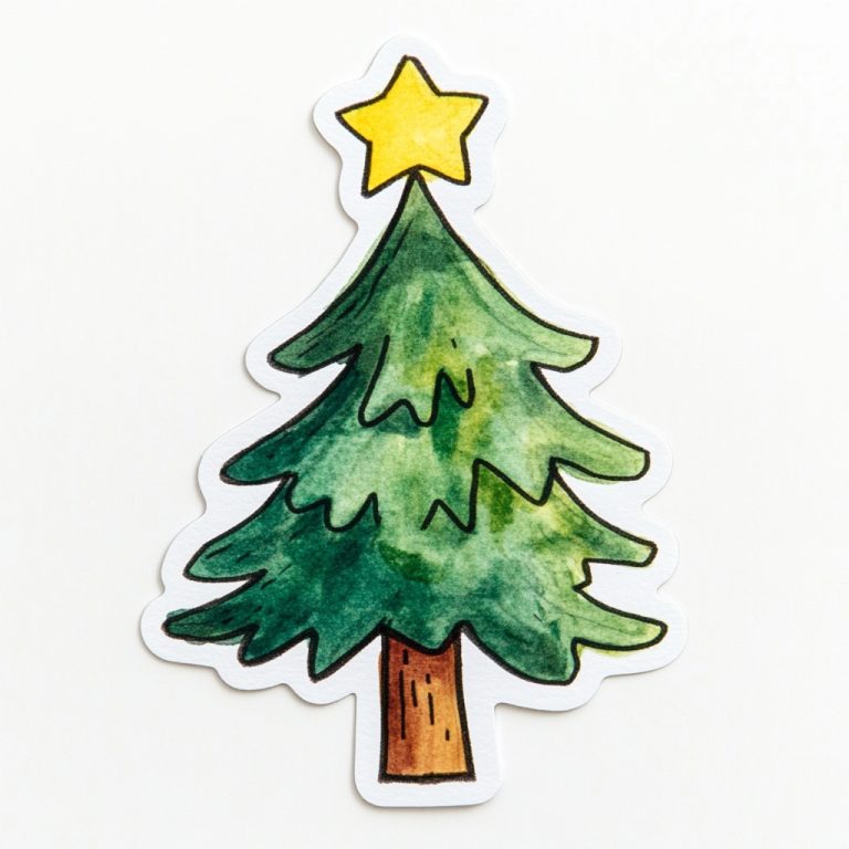 Crayon Pine Tree Sticker