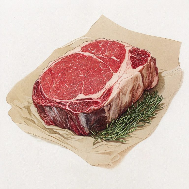 Create a Detailed Technical Illustration for a Patent Submission Featuring Prime Rib with Color Representation