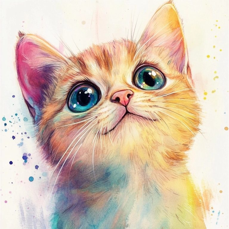 Create an Adorable Watercolor Portrait of a Playful Cat