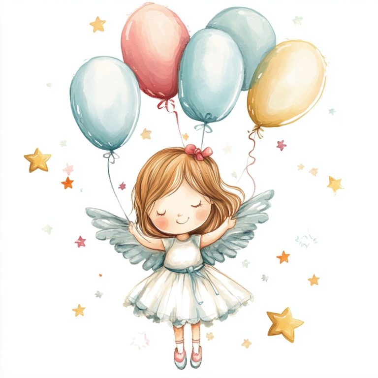 Cute Angel with Balloons