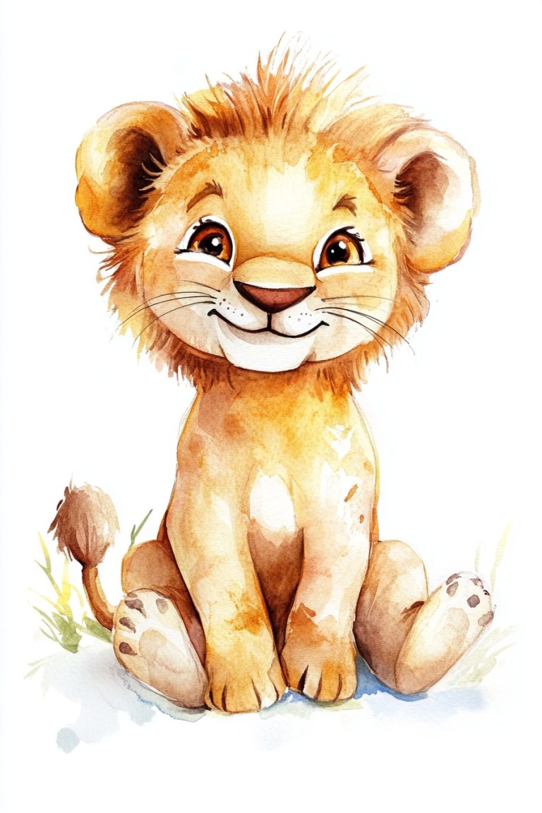 Cute Baby Lion Watercolor