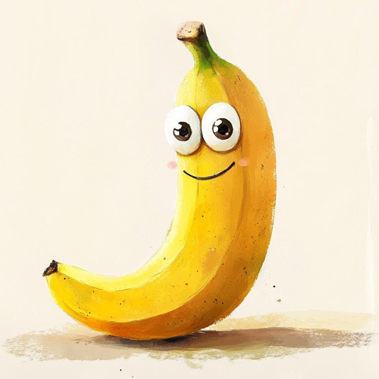 Cute Banana Illustration Watercolor