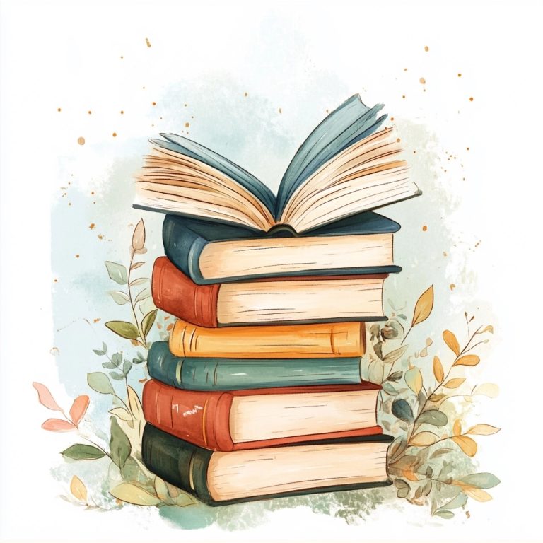 Cute Book Stack Illustration