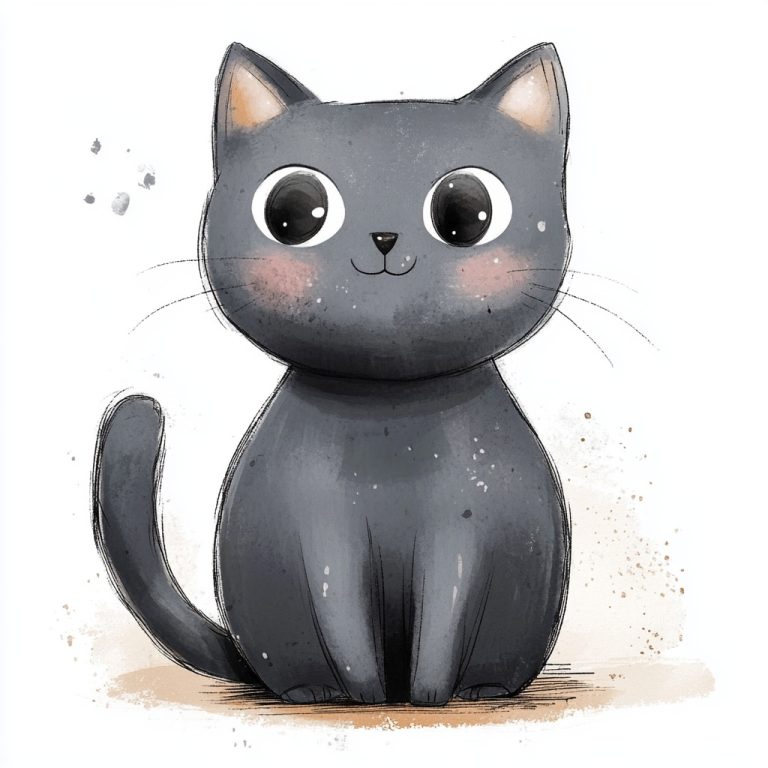 Cute Cartoon Grey Cat