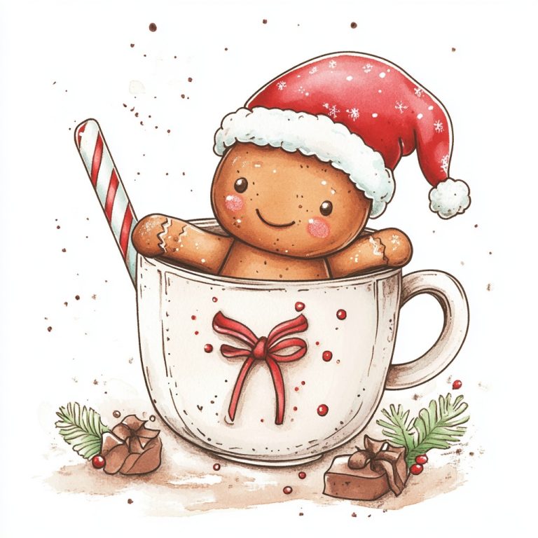 Cute Gingerbread in Hot Chocolate