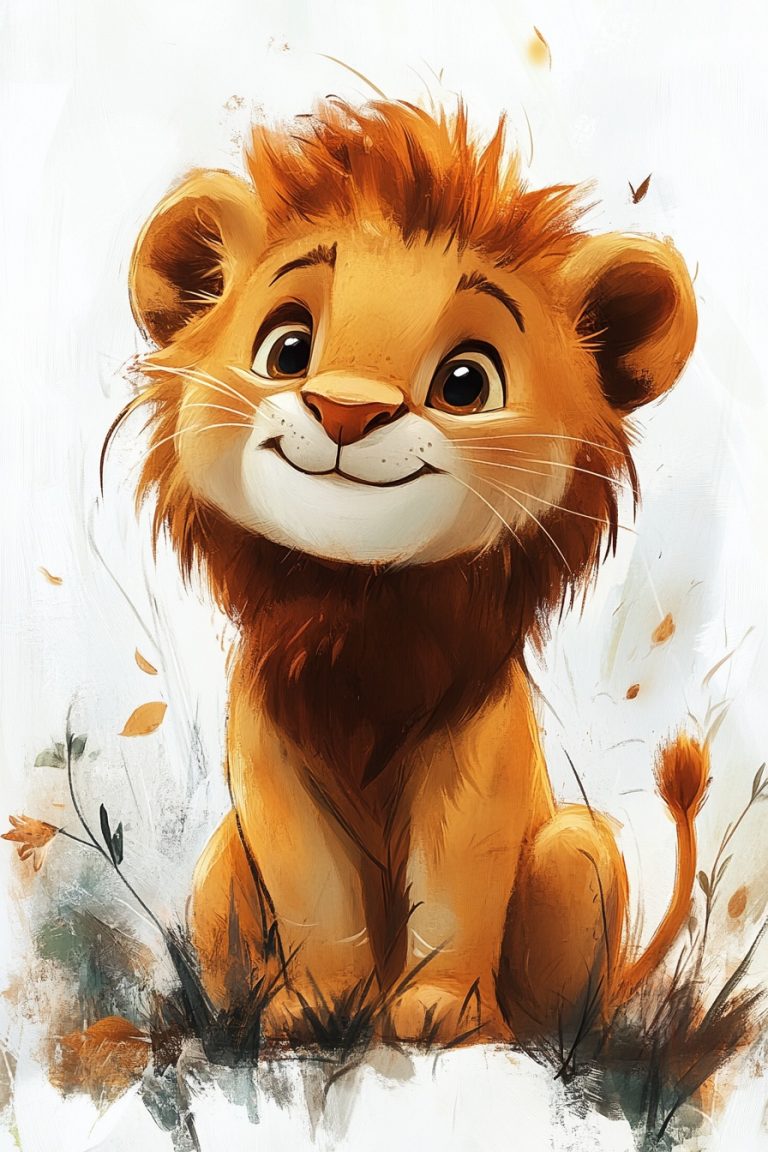 Cute Lion Line Art