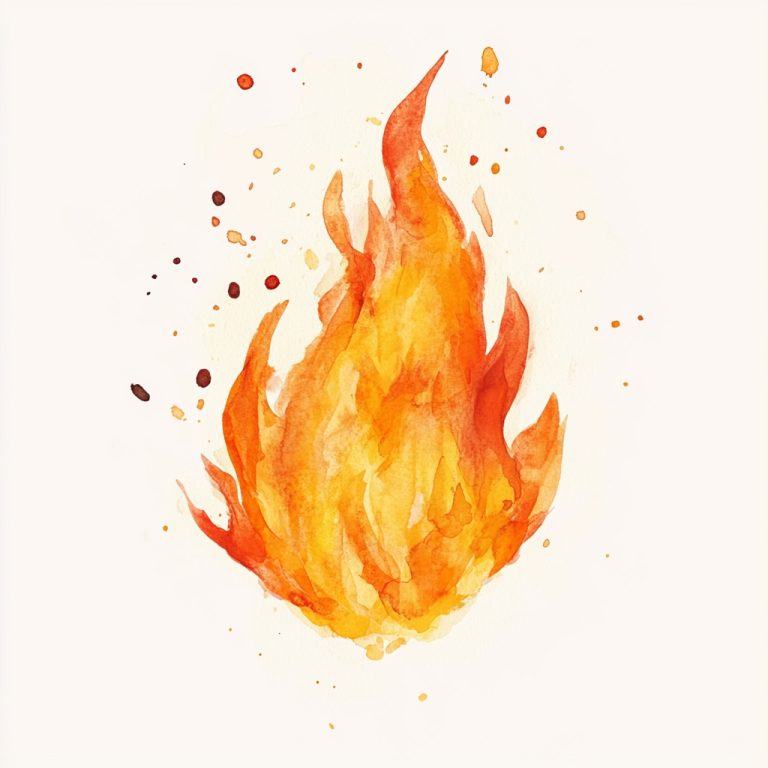 Cute Minimal Watercolor Flame