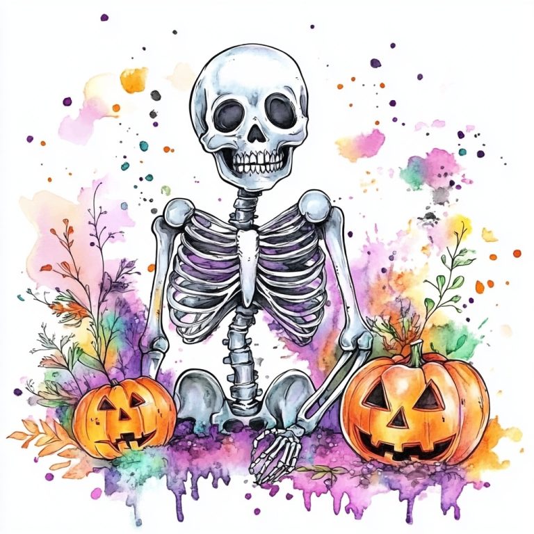 Cute Skeleton Summerween Clipart