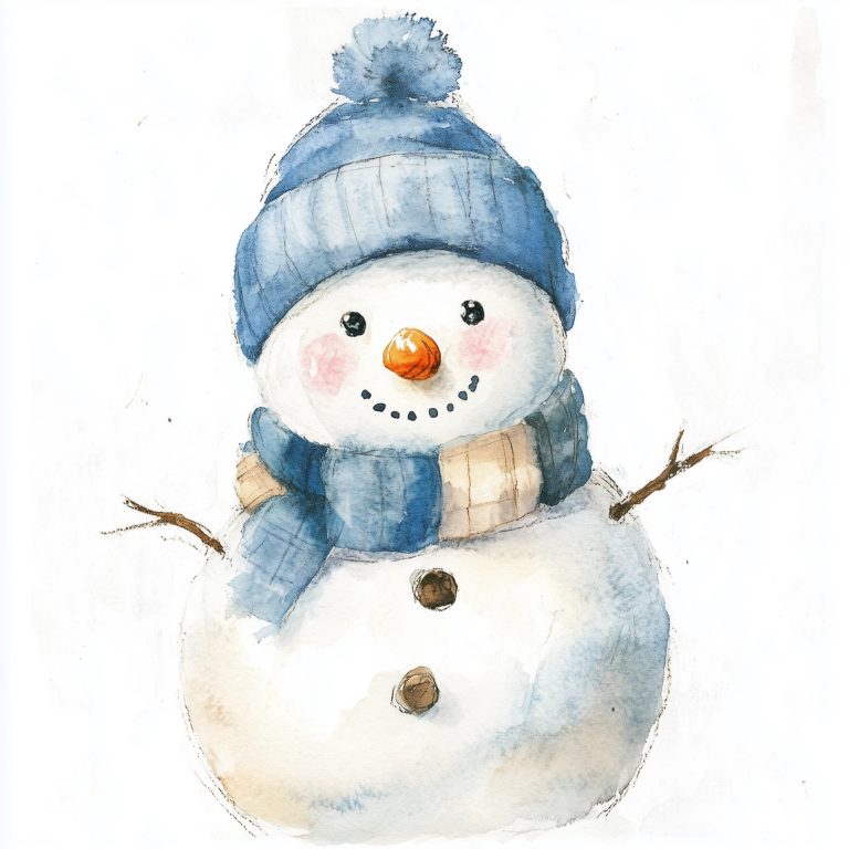 Cute Snowman Watercolor Art