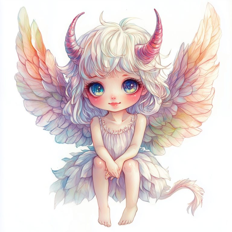 Cute Watercolor Angel Portrait