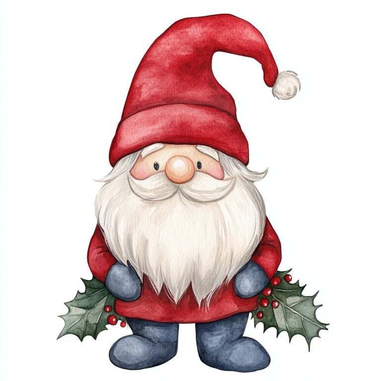 Cute Watercolor Christmas Gnome