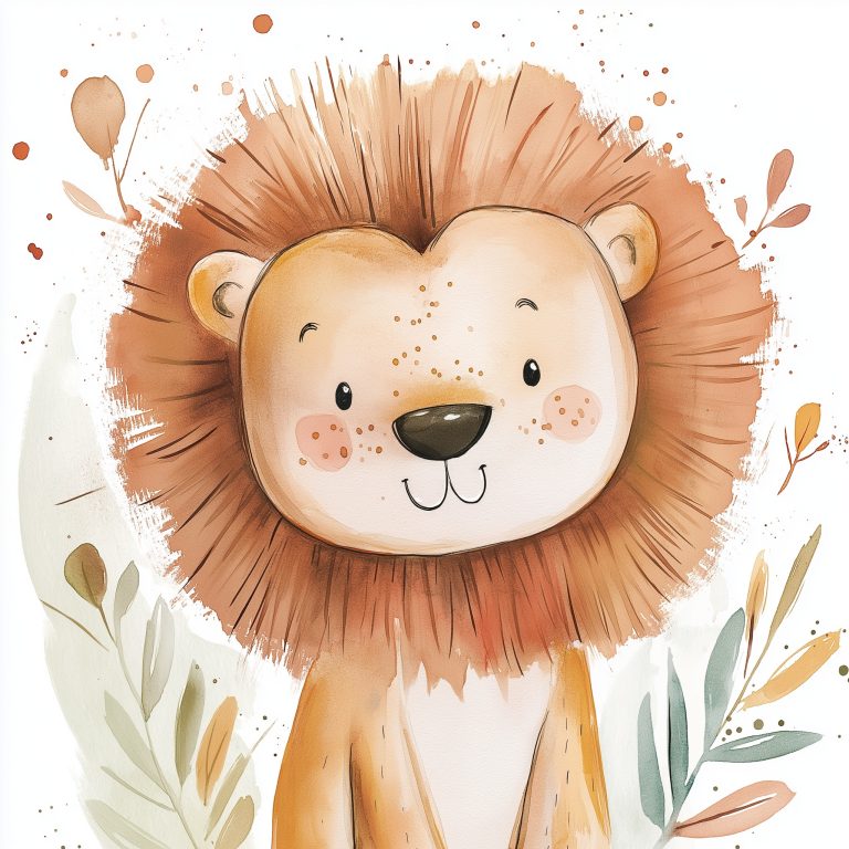 Cute Watercolor Lion