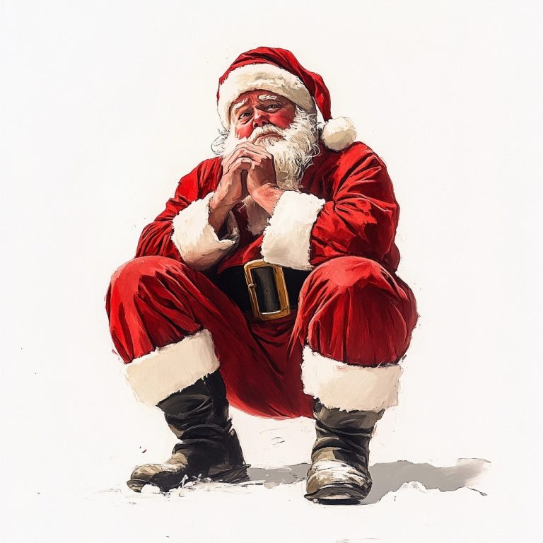 Dejected Santa Illustration