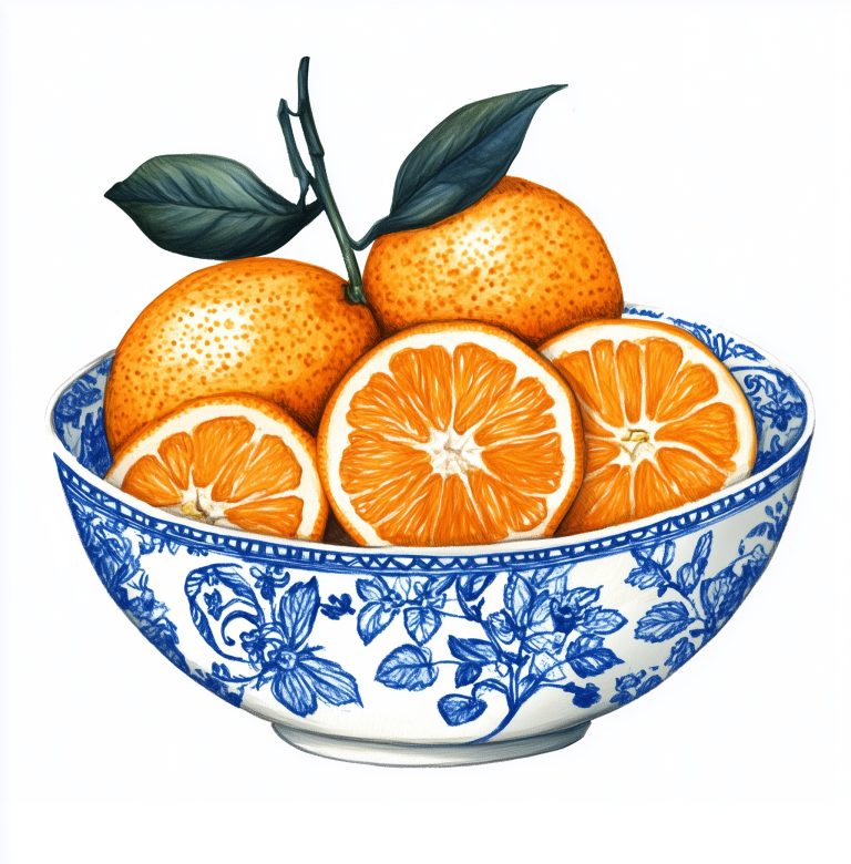 Delft Blue Oranges Illustration