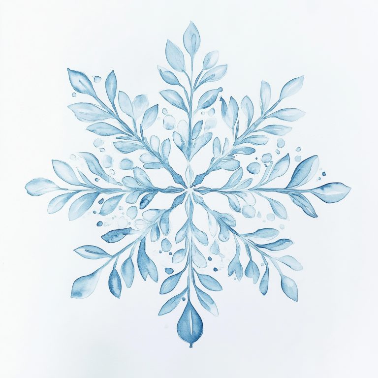 Delicate Blue Snowflake Watercolor