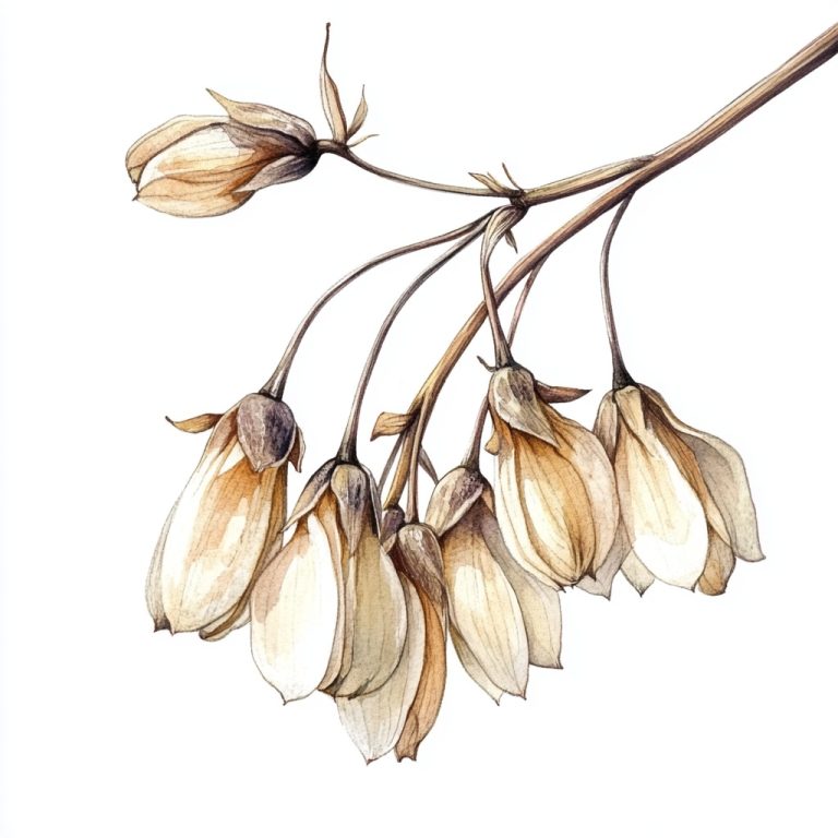 Delicate Watercolor Illustration of Black Locust Seeds on a Crisp White Canvas