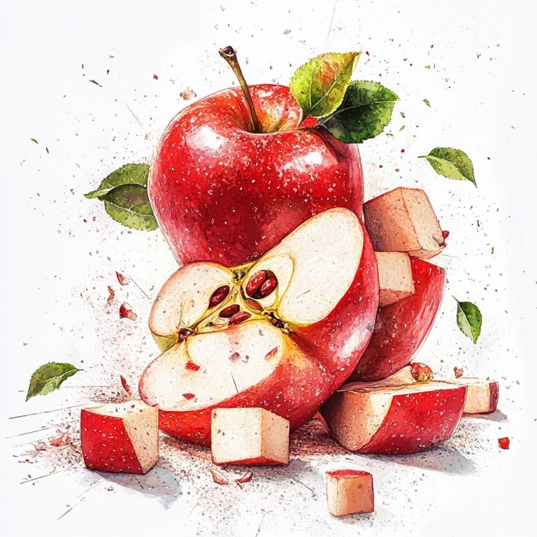 Detailed Apple Pieces Illustration