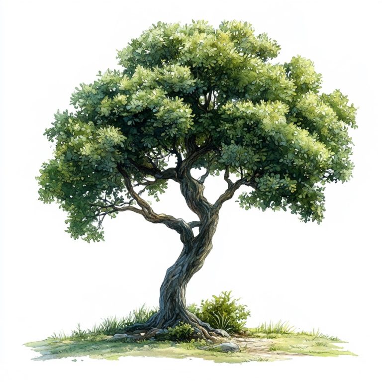 Detailed Botanical Tree Illustration