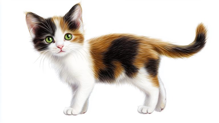 Detailed Calico Kitten Sketch scaled