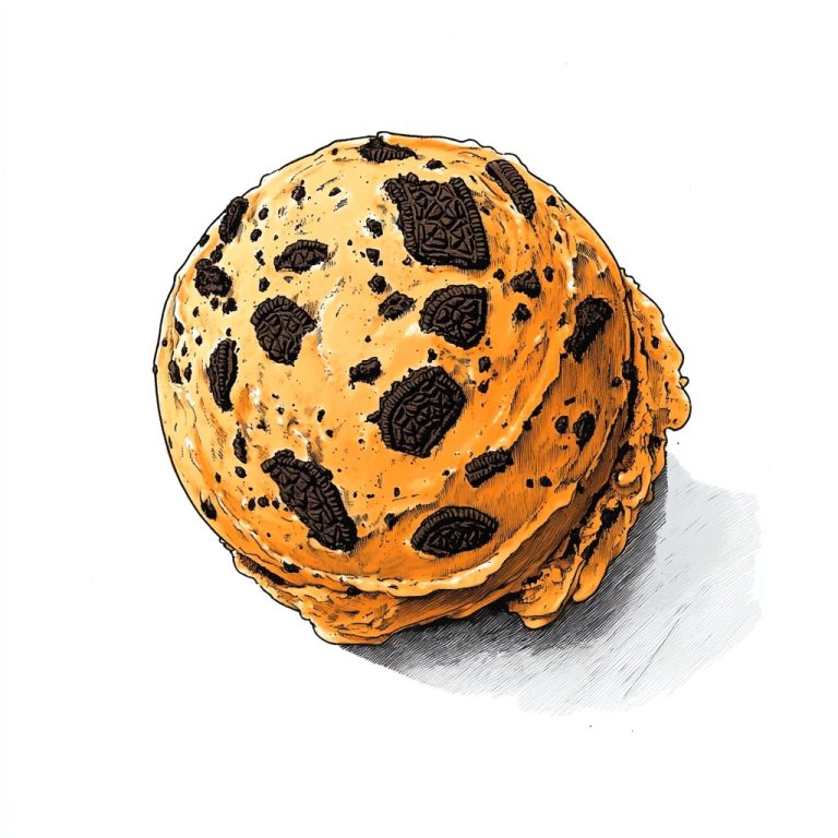 Detailed Hand Drawn Pumpkin Oreo Ice Cream