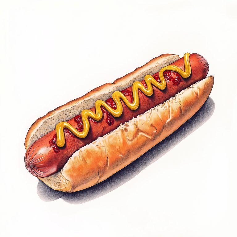 Detailed Hot Dog Illustration