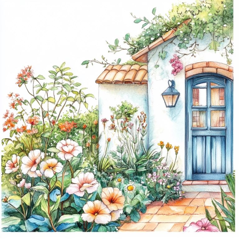 Detailed Pencil Garden Illustration