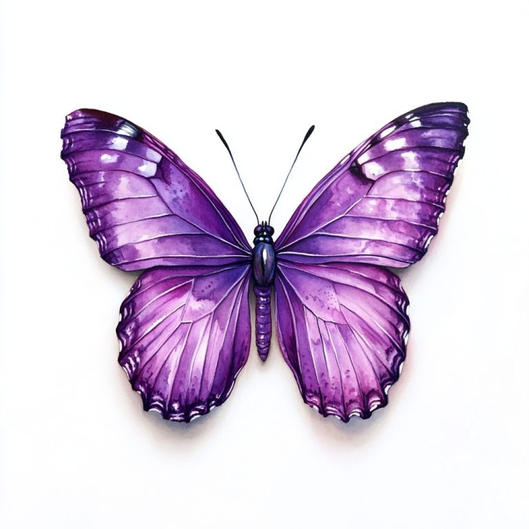 Detailed Purple Butterfly Illustration