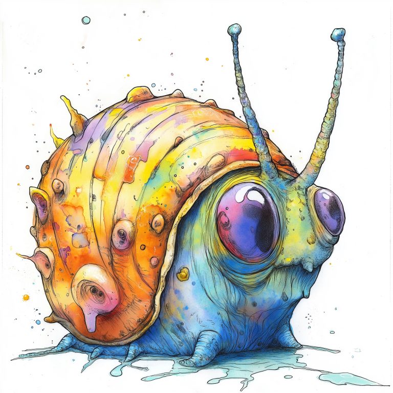 Detailed Watercolor Aquarium Snail