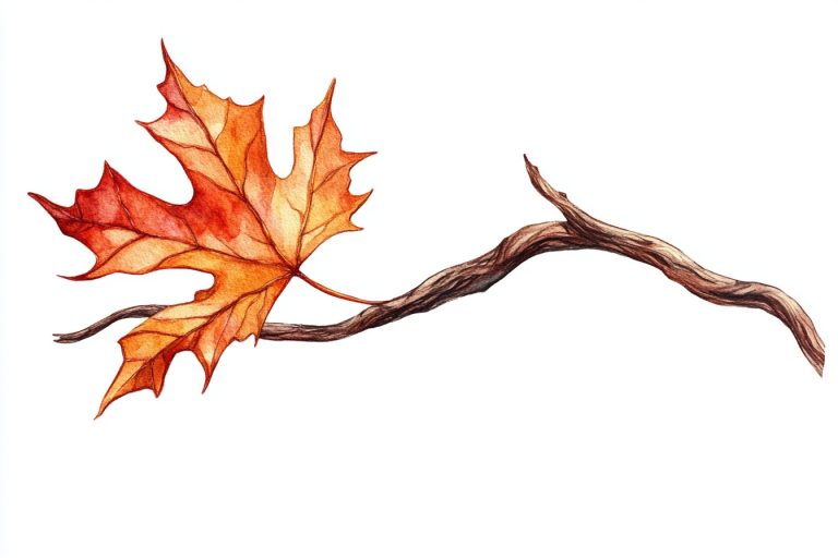 Detailed Watercolor Leaf Illustration