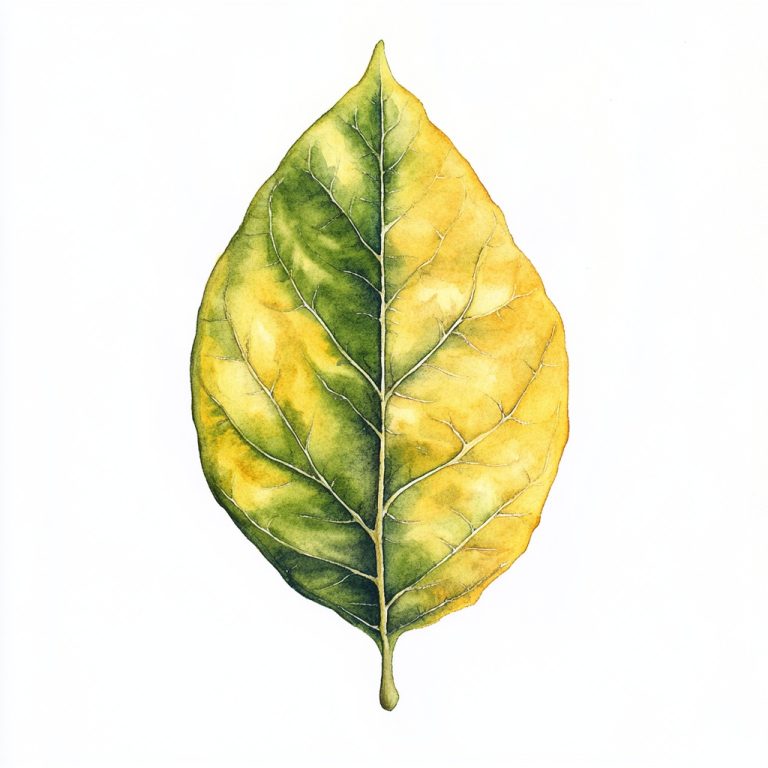 Detailed Watercolor Leaf View