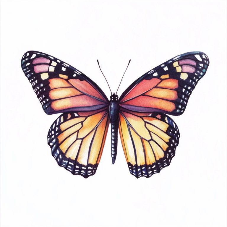 Detailed Watercolor Monarch Butterfly